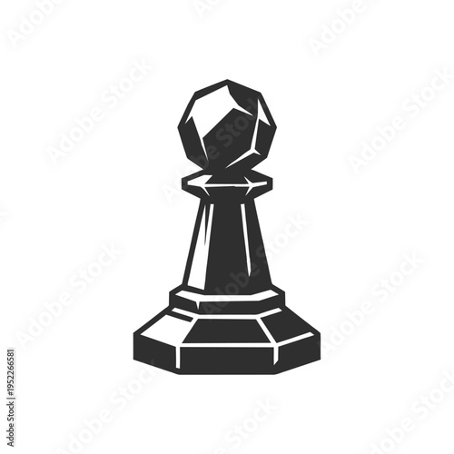 Chess pawn icon vintage illustration isolated on white background. 