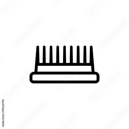 A simple black outline depicts a hairbrush showcasing its functional design as a silhouette