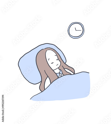 ぐっすり眠る女性のイラスト素材