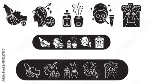 Beauty Skincare Spa Treatment Glyph Icons Vector Collection Isolated
