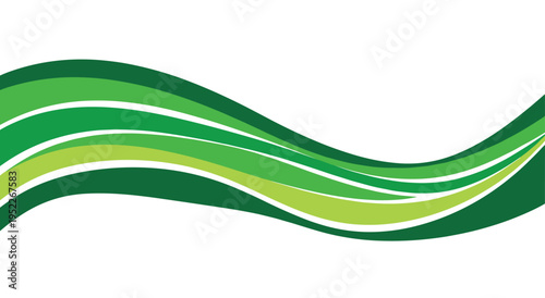 Flowing green wave lines creating dynamic abstract pattern on white surface