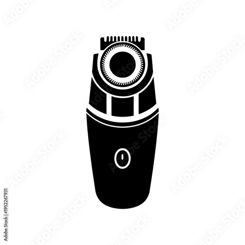 A striking black silhouette of a modern electric shaver showcasing its functional design silhouette