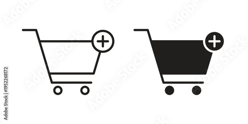Add to cart icon with black color and editable vector