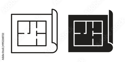 Architecture plan icon with black color and editable vector
