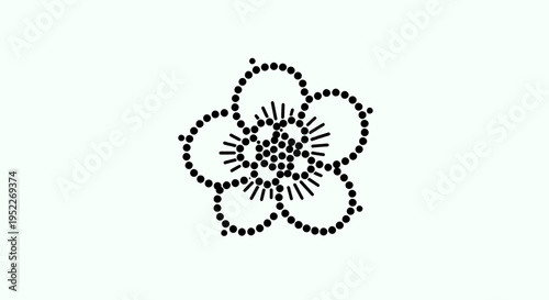 Elegant Flower Design Made of Dotted Lines, Artistic Floral Illustration