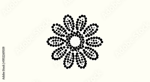 Abstract dotted flower illustration on a clean background, a symmetrical floral graphic design element perfect for nature-inspired projects and decorative patterns for visual appeal