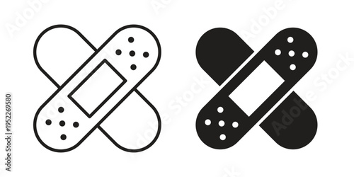 Band aid icon with black color and editable vector