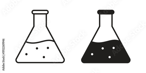 Beaker icon with black color and editable vector