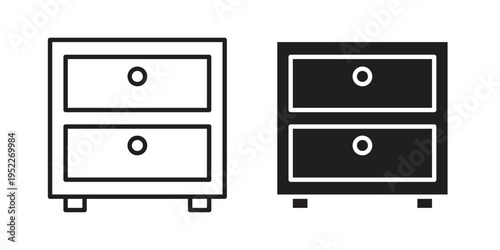 Bedside table icon with black color and editable vector