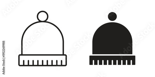 Beanie icon with black color and editable vector