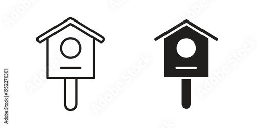 Bird house icon with black color and editable vector