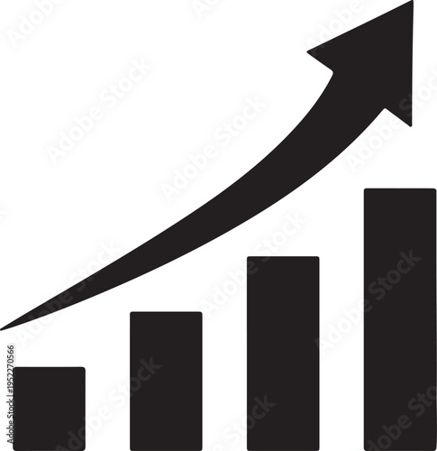 Growth chart, graph curve flat icon for apps and websites