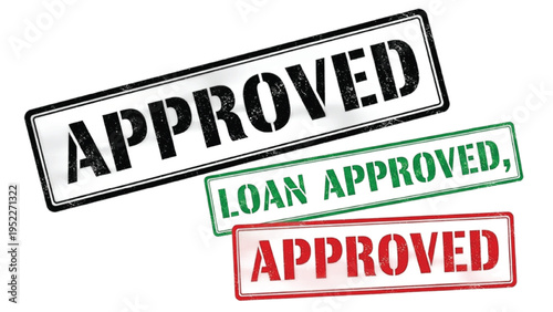 Approved stamp on white background with loan approved text