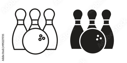 Bowling icon with black color and editable vector