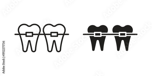 Braces icon with black color and editable vector