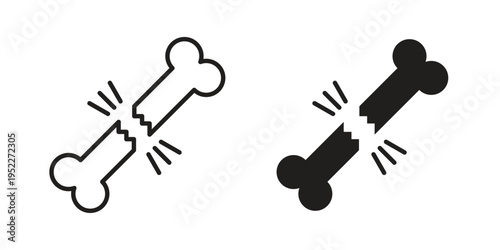 Broken bone icon with black color and editable vector