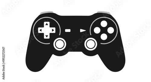 Black and white illustration of a video game controller on a pure, Generative AI.