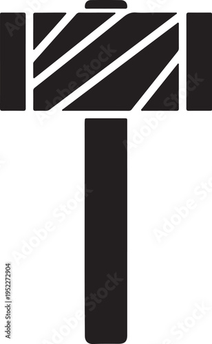 Hammer icon vector black and white silhouette. Tool symbol isolated on background.