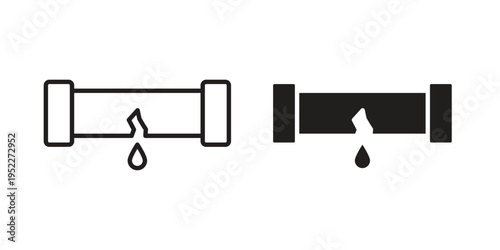 Broken pipe icon with black color and editable vector