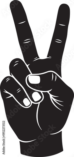 Hand gesture V sign for victory or peace flat vector icon for apps and websites