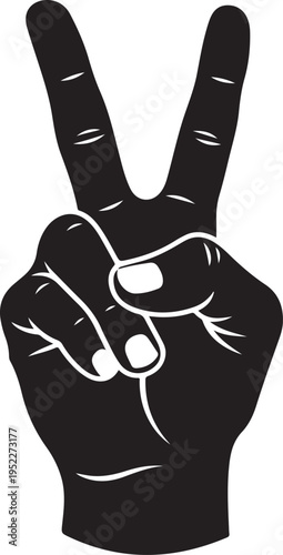 Hand gesture V sign for victory or peace flat vector icon for apps and websites