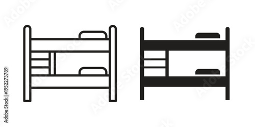 Bunk bed icon with black color and editable vector
