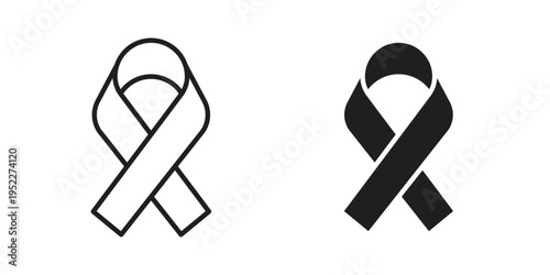 Cancer ribbon icon with black color and editable vector