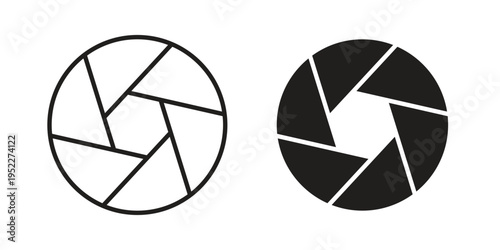 Camera shutter icon with black color and editable vector