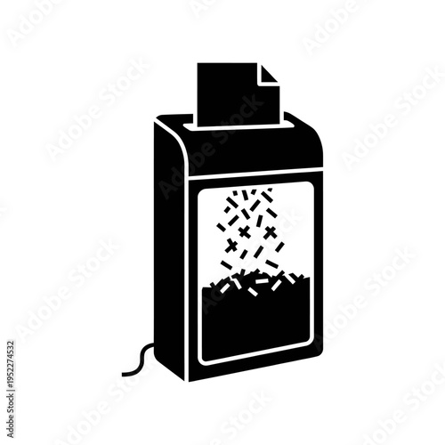 Document shredder icon vector, flat paper shredder illustration, isolated on white background for office and business design.