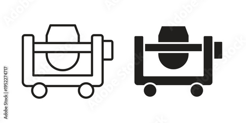 cement mixers icon with black color and editable vector