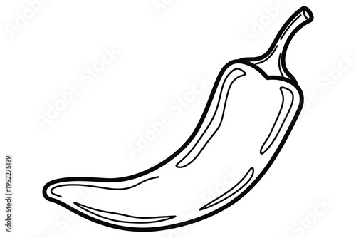 Cute Chili Pepper Coloring Page – Kawaii Vegetable Line Art Printable for Kids and Adults