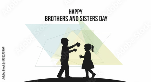 Silhouette of happy brother and sister sharing boxing gloves on brothers and sisters day festive background