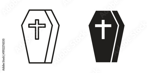 Coffin icon with black color and editable vector