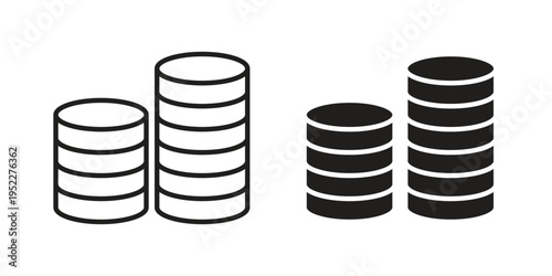 Coins stack icon with black color and editable vector