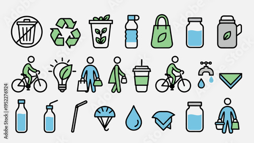 set of bottle icons vector collection