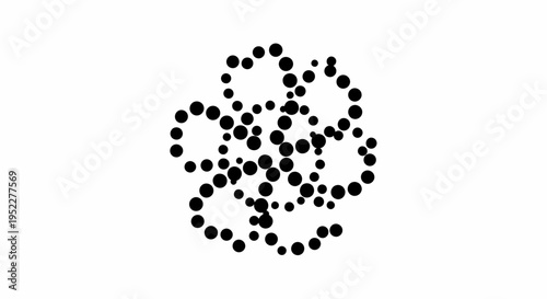 Abstract floral design composed of numerous dots creating a unique and artistic flower pattern