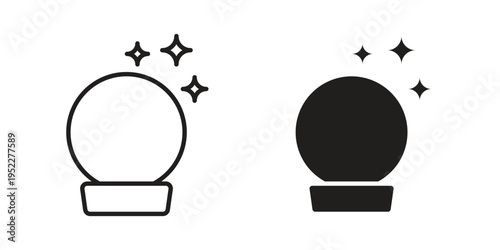 Crystal ball icon with black color and editable vector