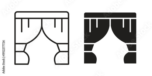 Curtains icon with black color and editable vector