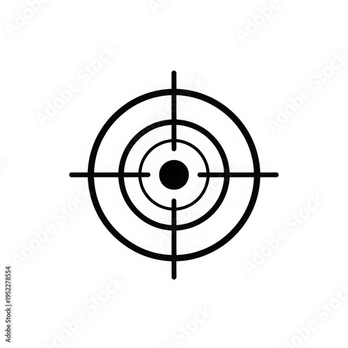 A black target symbol with crosshairs and concentric circles png isolated on transparent background
