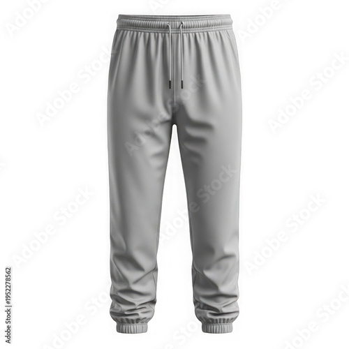 A pair of gray sweatpants with elastic cuffs png isolated on transparent background