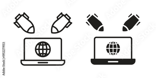 Ddos icon with black color and editable vector
