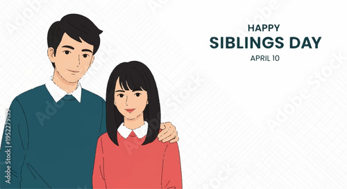 Sibling love and affection on siblings day with a man and woman standing together in a warm embrace