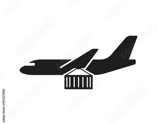 airplane with package flying. fast air cargo delivery and global logistics vector
