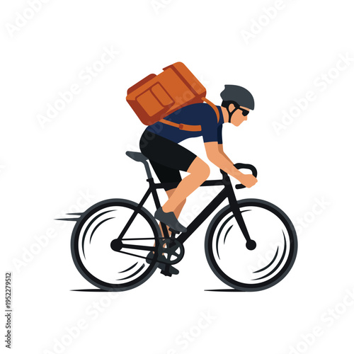 vector of a bicycle courier delivering a package quickly