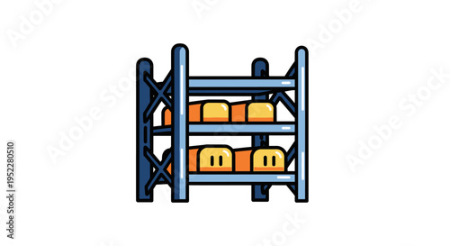 Cartoon illustration of a metal rack holding digital currency mining equipment
