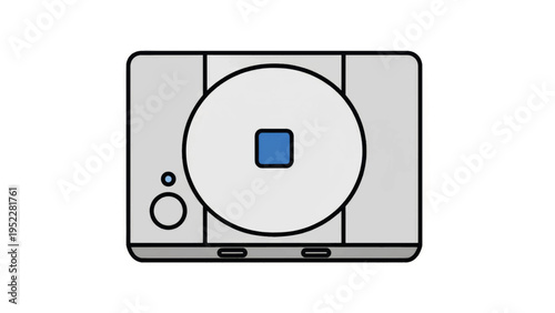 Retro video game console icon. Flat vector illustration of a classic 90s gaming system. Top view of electronic entertainment device isolated on white background
