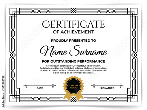 Vintage Certificate of Appreciation Template with Ornate Baroque Border and Gothic Typography