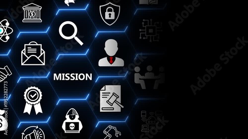 Mission strategy concept with target and planning elements for goal setting execution performance tracking and business success management in digital systems 4k animation video