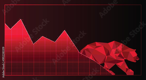 Bear stock market decline chart downward trend financial loss trading analysis vector background