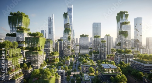 A futuristic vision of a sustainable city integrating nature and architecture.